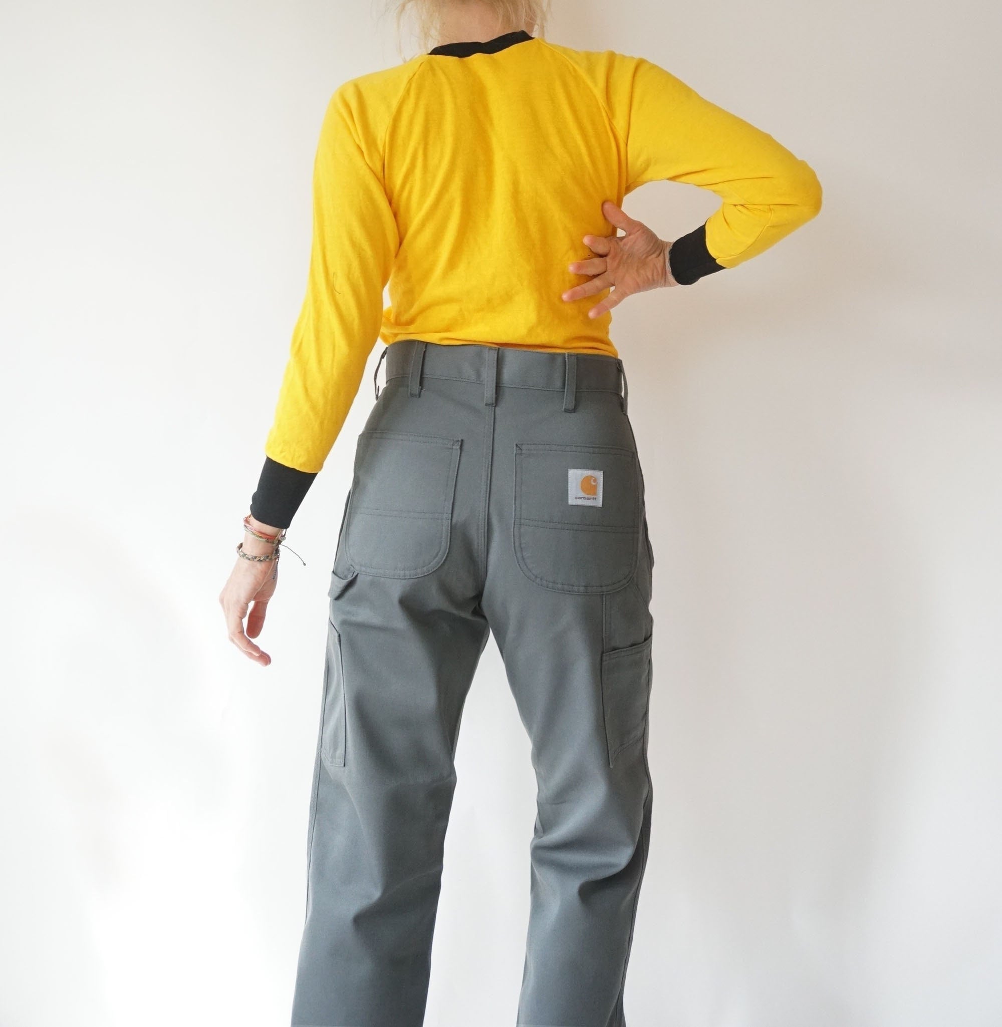 Vintage Carhartt Painter's Pants 28 W Slate Grey Canvas High Waist