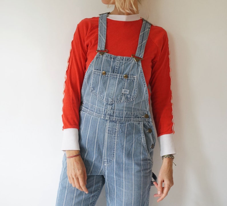 Vintage Pinstripe Denim Lee Overalls 30 W Hickory Stripe Etsy