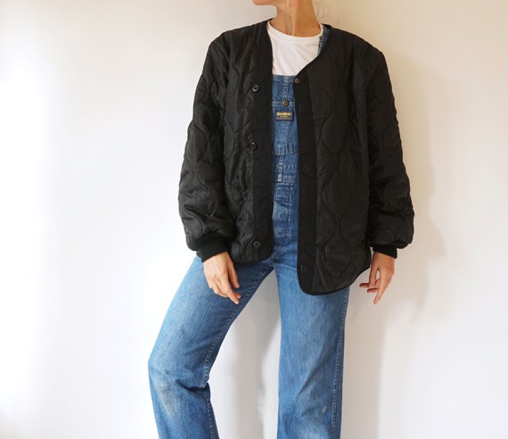 Vintage Military Black Quilted Liner Jacket Oversi