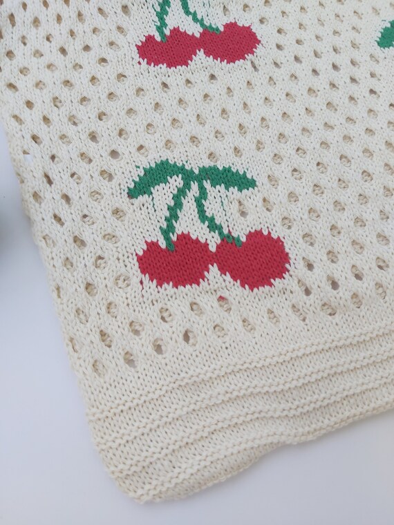 Vintage Cherries White Crochet Handwoven Bag | Fa… - image 8