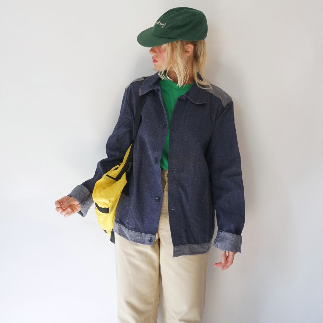 Vintage Two Tone Chambray German Workwear Chore Jacket