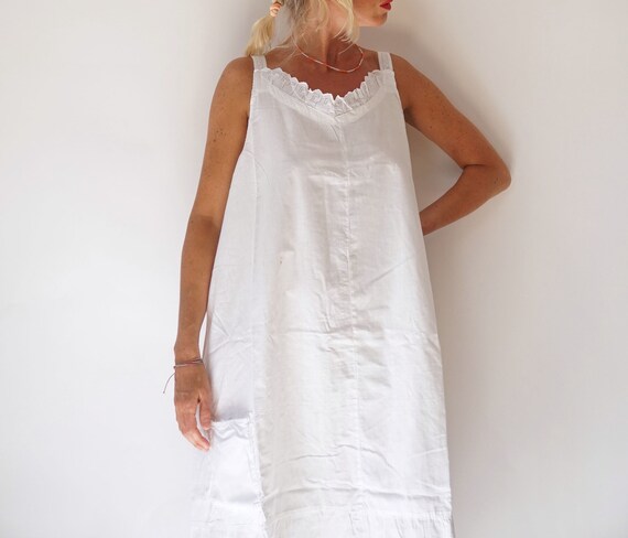 Vintage Antique French Linen Slip Dress | Antique… - image 1