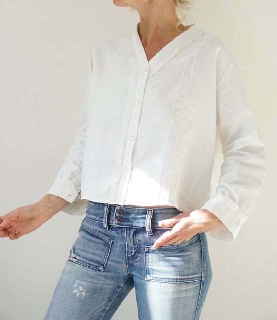 Vintage French Antique White Flannel Shirt | Edwar