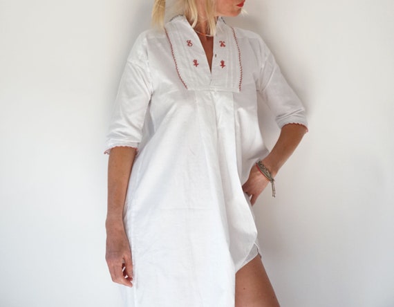 Vintage French Antique White Cotton Shirt | Edwar… - image 7