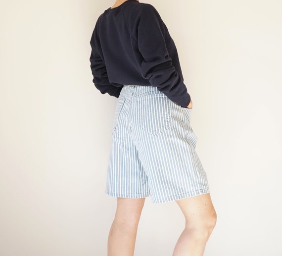 Vintage Striped Lee 30" W Denim Shorts | 80s Light