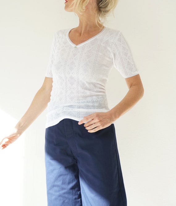 Vintage French White Pointelle Undershirt | French