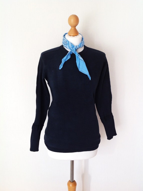 Overdye marine suédoise Vintage côte thermique | du Marine à côtes ras du | cou maillot militaire | Henley militaire en coton | Armée suédoise fb1494 Overdye marine suédoise Vintage côte thermique | du Marine à côtes ras du | cou maillot militaire | Henley militaire en coton | Armée suédoise fb1494