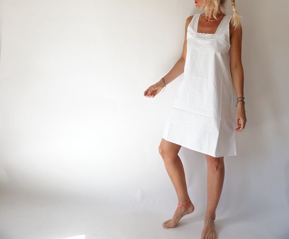 Vintage Antique French Linen Slip Dress | Antique… - image 2