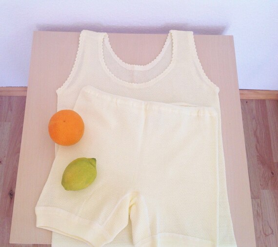 Vintage Pale Yellow Waffle Cotton Set | Cotton T-S