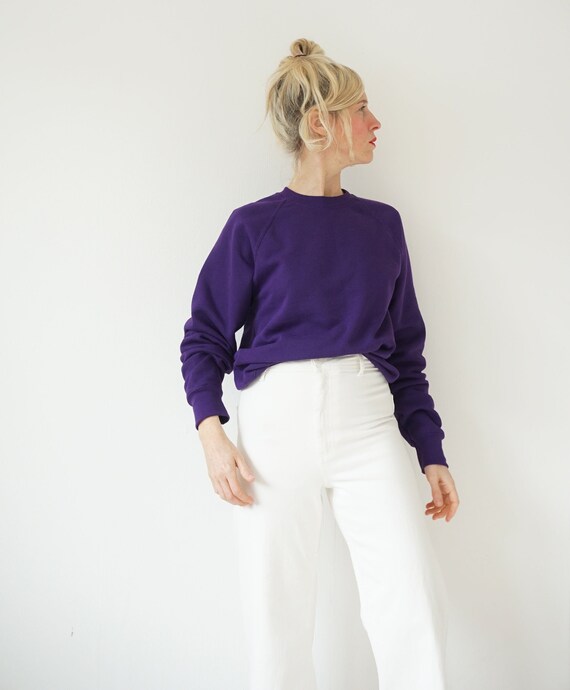 Vintage Purple Raglan Sweatshirt | 80s Purple Aube