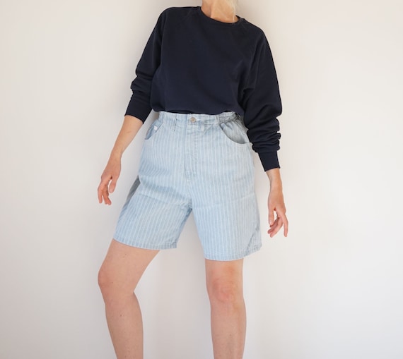 Vintage Striped Lee 27-30" W Denim Shorts | 80s Li