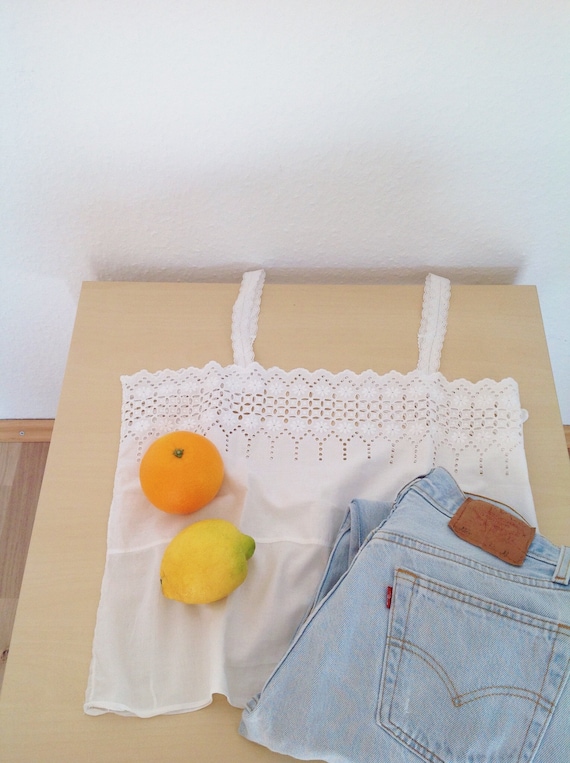 Vintage French White Cotton Tank Top | Antique Eye