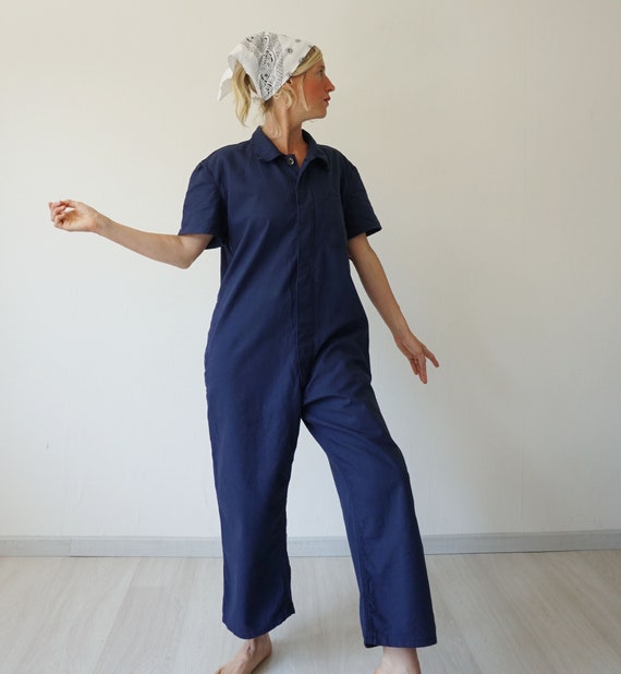 50s〜 indigo china cotton coverall インディゴ Vintage Deep Indigo Cotton Coverall | Utility Coveralls