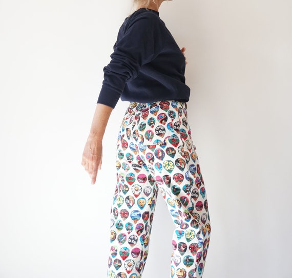 Vintage Souvenir Print High Waisted 26 Waist Pants