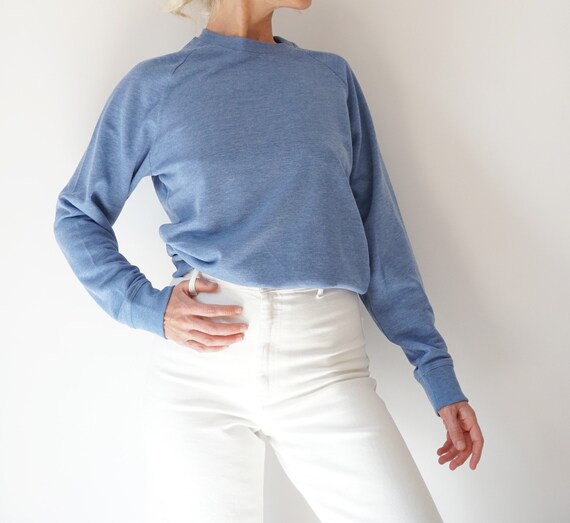 Vintage Blue Corn Raglan Sweatshirt | 80s Blue Gre