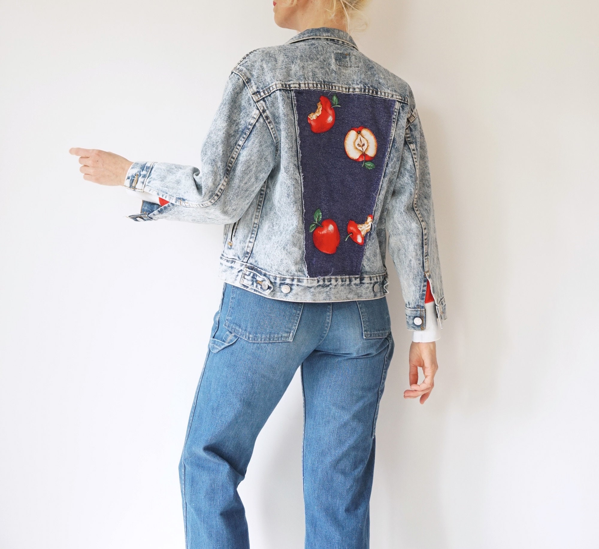 Vintage Levis Apple Jeans Jacket Reworked Bleached Denim - Etsy