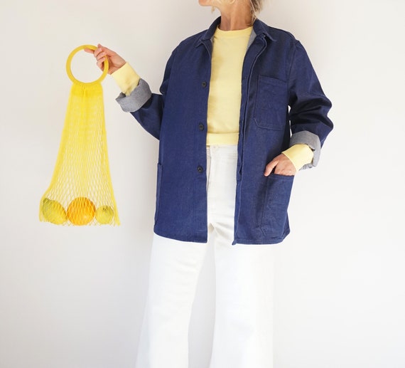 Vintage Indigo Denim Cotton Chore Jacket | Unisex