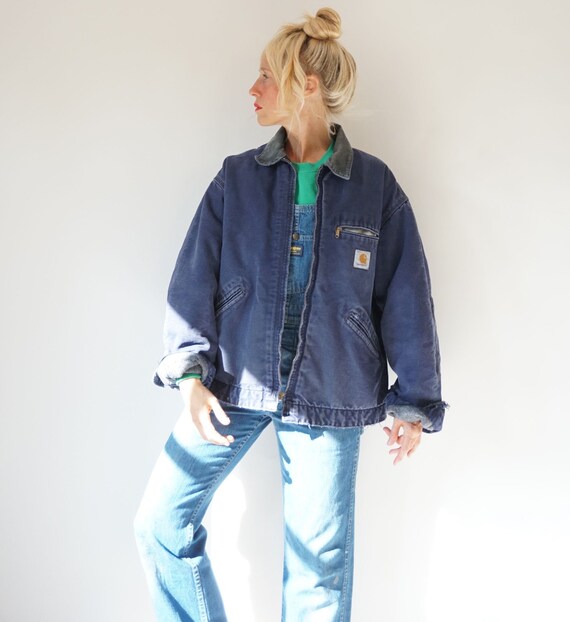 Vintage Faded Indigo Carhartt Blanket Lined Chore