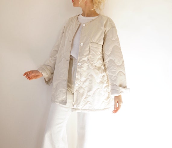 Vintage Arctic Crème Quilted Liner Jacket | Off Wh