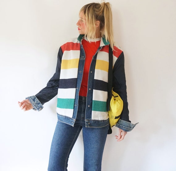 Vintage Levis Hudson Bay Denim Reversible Jacket … - image 5