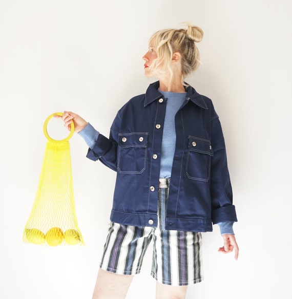 Vintage Dark Sea Cotton W/ White Stitch Chore Jack