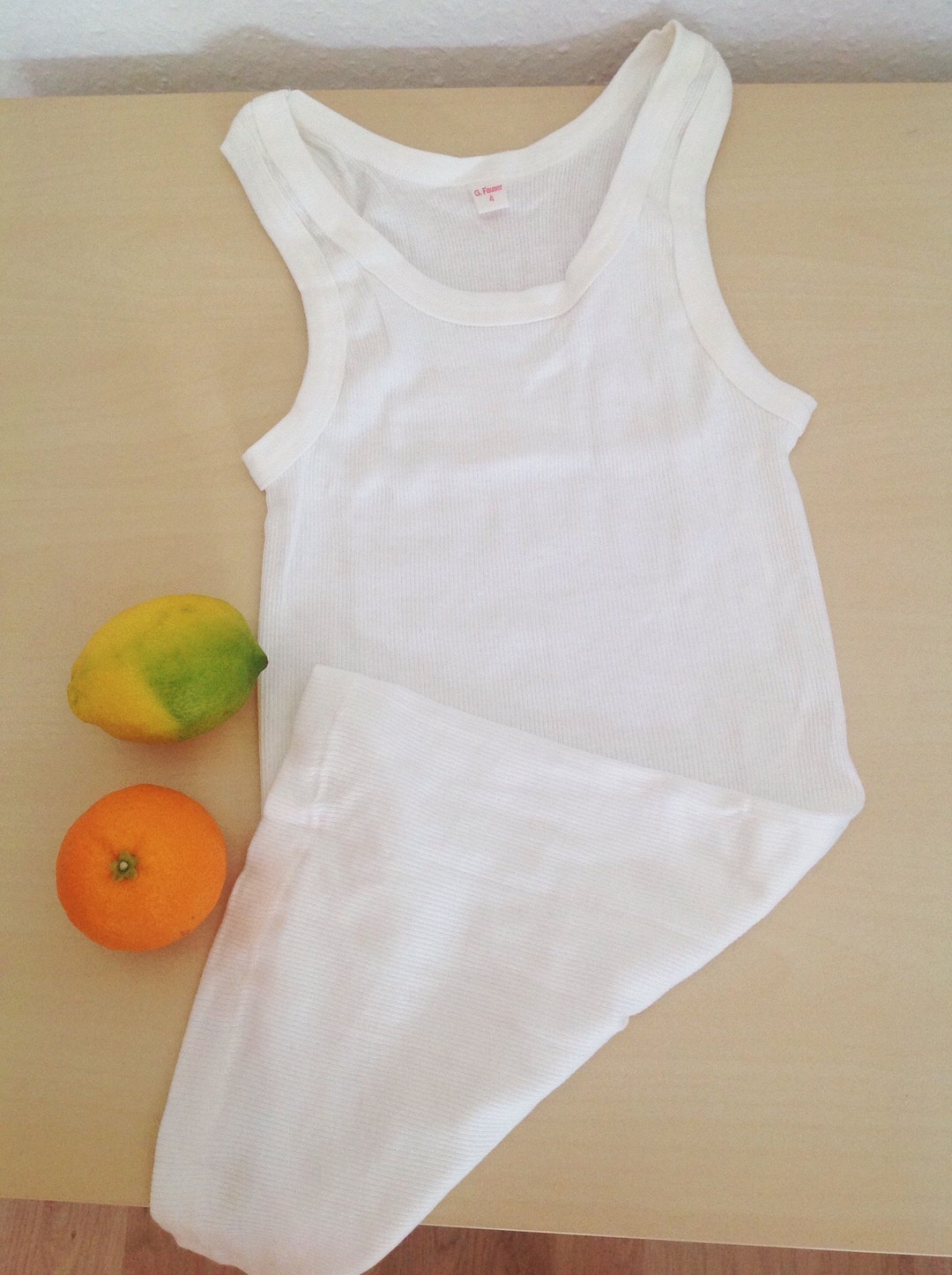 Vintage White Ribbed Cotton Tank | White European Rib Knit Cotton Tank ...