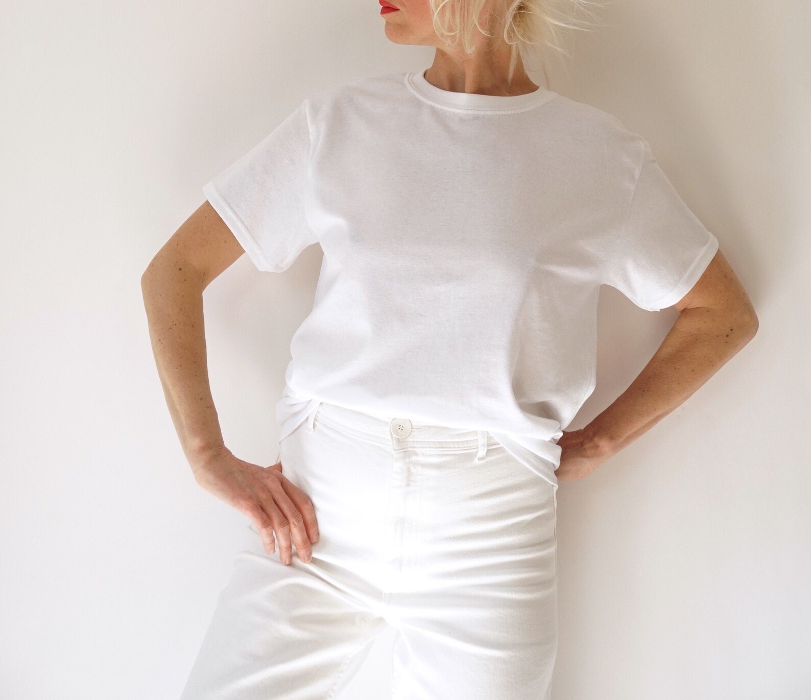 Vintage schlichte weiße T Shirt Perfekte Baumwolle Tee | Etsy