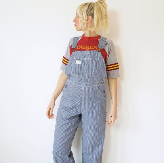 Vintage Hickory Stripe Smiths Overalls 28" W | 80s