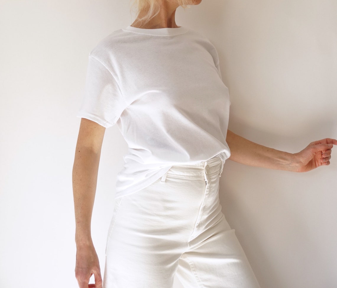 Vintage schlichte weiße T Shirt Perfekte Baumwolle Tee | Etsy