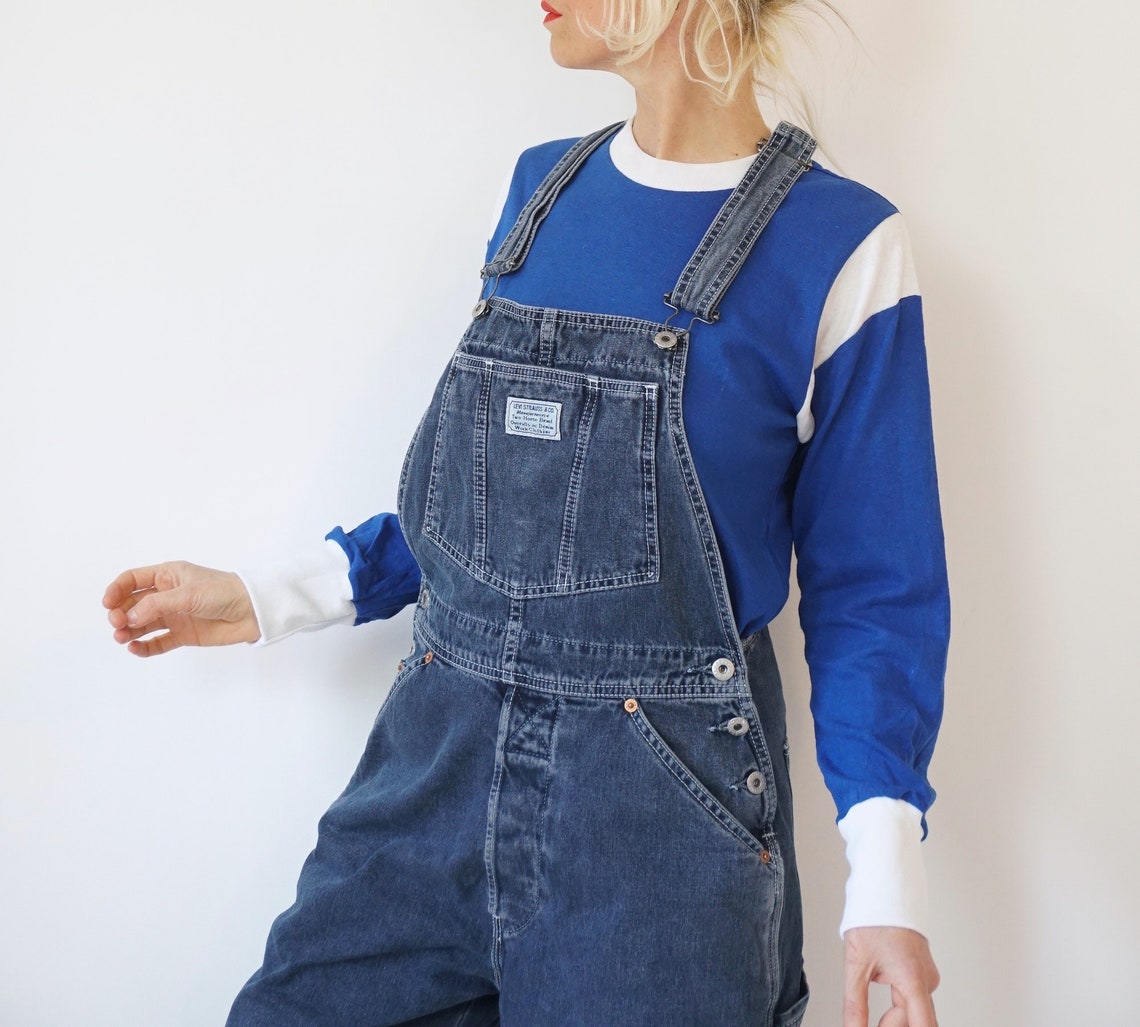 Vintage Denim Levis Overalls 30 W 90s Medium Denim Etsy