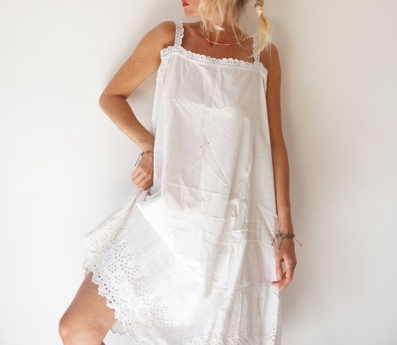 Vintage Antique French Linen Slip Dress | Antique… - image 3