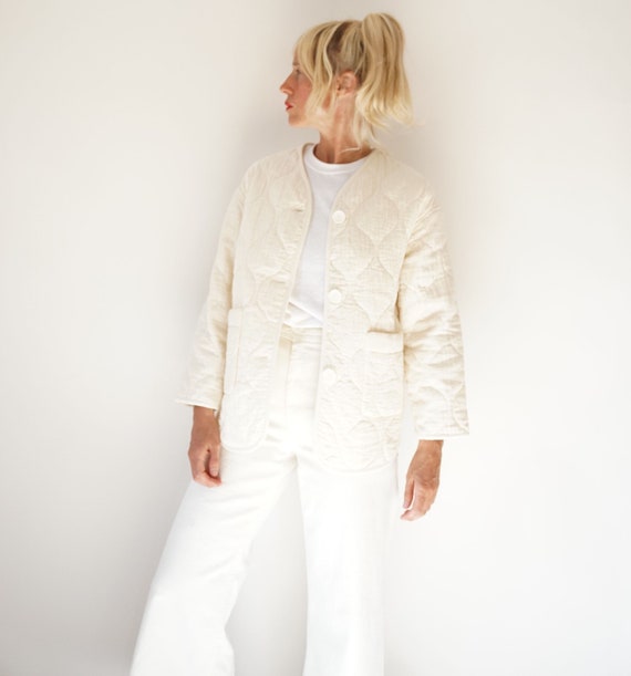 Vintage Arctic Crème Quilted Liner Jacket | Off Wh