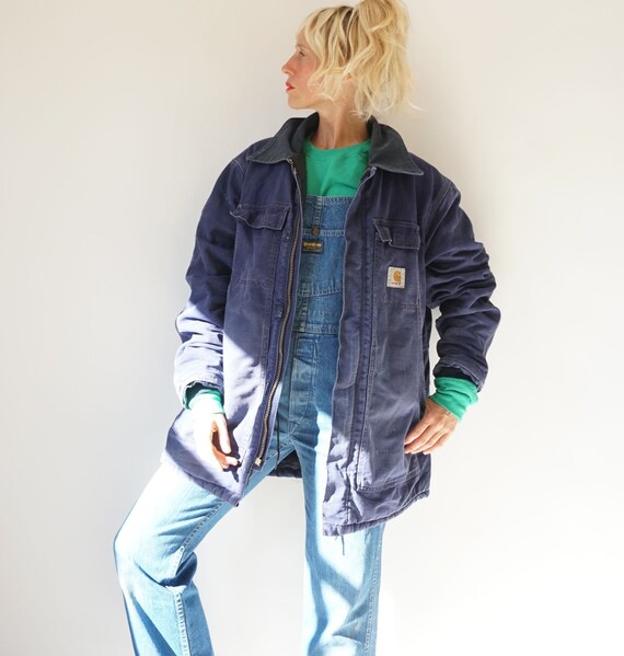 Vintage Faded Indigo Carhartt Quilt Lined Chore Ja
