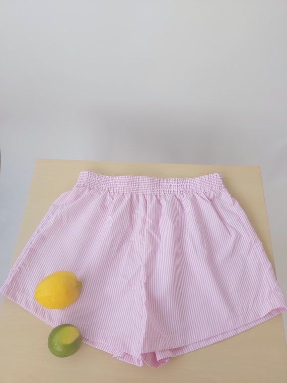 Vintage Parasol Pink White Striped Boxer Shorts | 