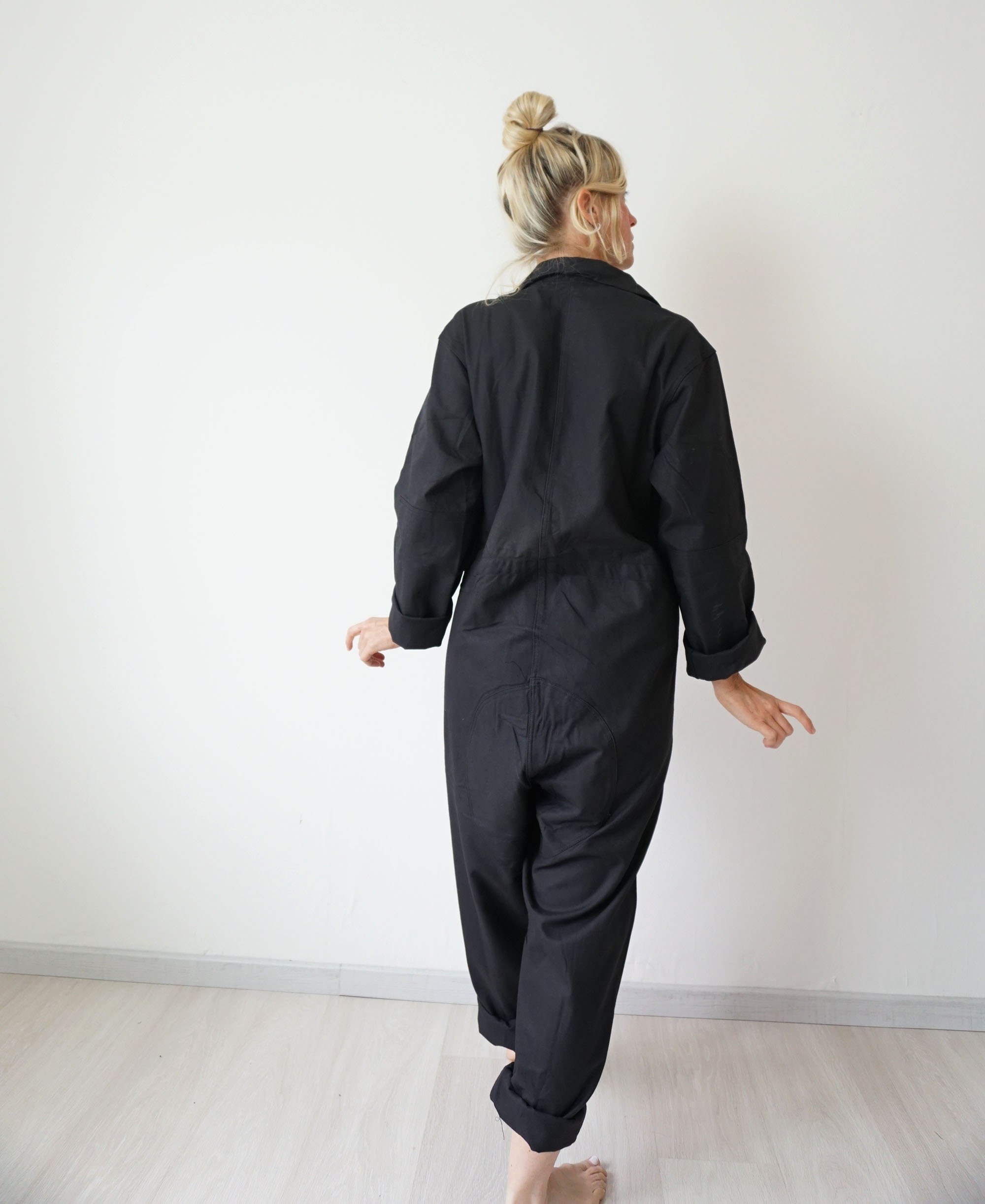 Vintage Black Cotton Coverall | Utility Coveralls | Jump