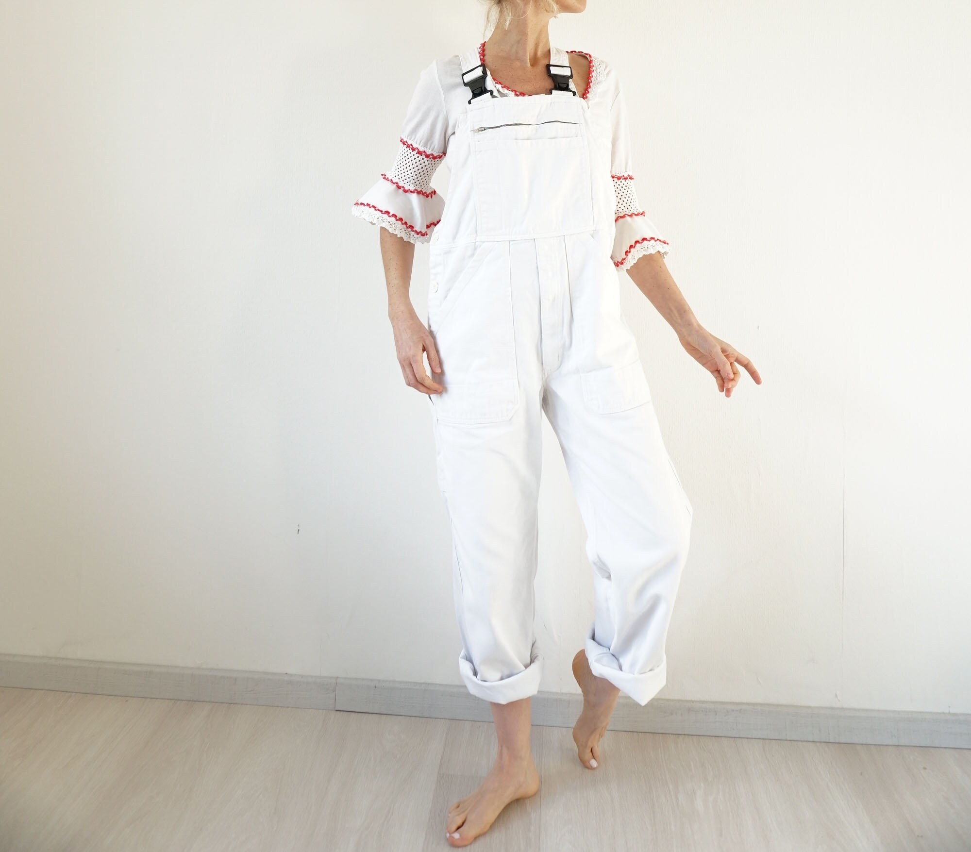 Vintage White French Workwear Overalls | Painter Chore