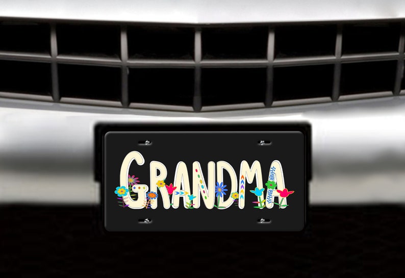 Grandma License Plate grandmother Cream Quote and Whimsical Etsy