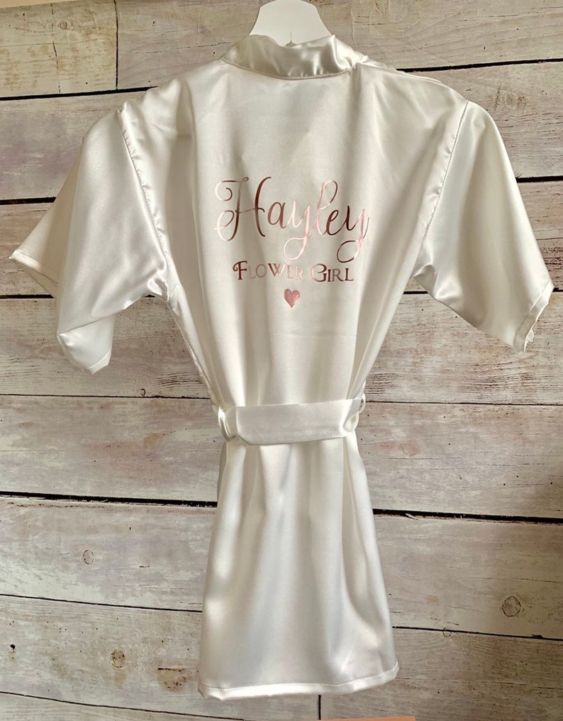 Personalised Flower Girl Gift Set Hamper Box Satin Robe Glass Etsy