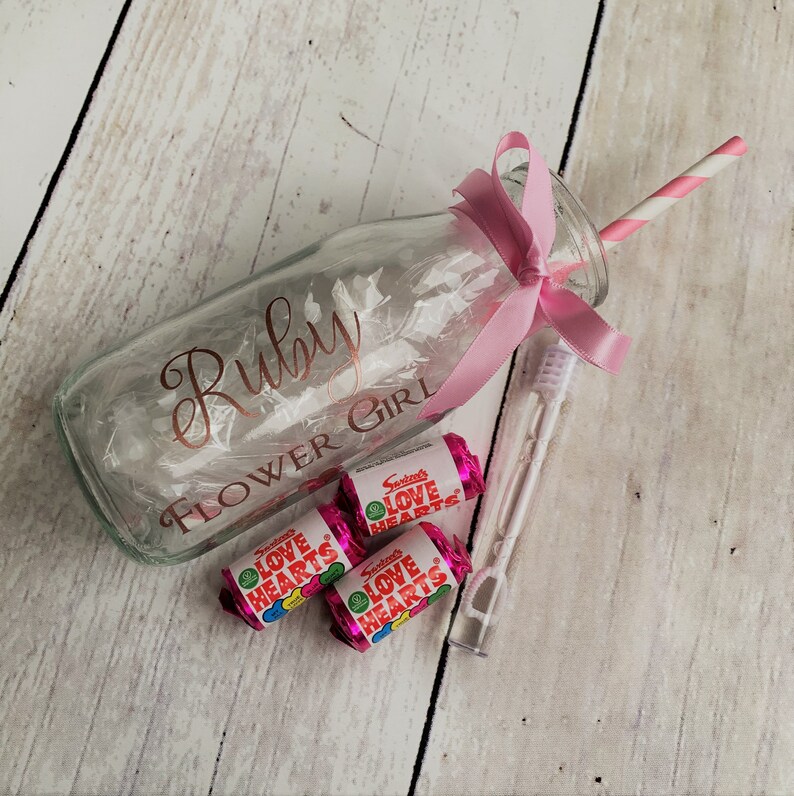 Personalised Flower Girl Gift Set Hamper Box Satin Robe Glass Etsy