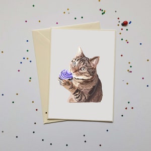 Cupcake Cat Birthday Card / Greeting Card