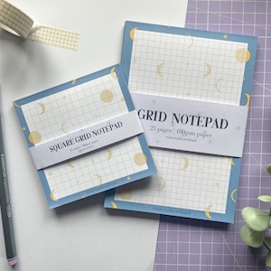 Celestial Moon Grid Note Pad | Square Note Pad | Tear Off Note Pad