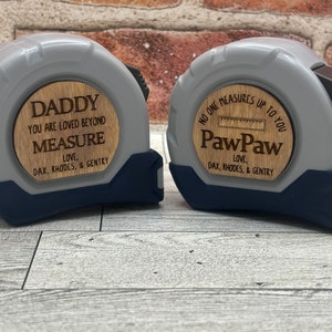 Personalized Father&#39;s Day Tape Measure SVG 2 designs | Custom Laser File for Glowforge | Father&#39;s Day Gift | Project Source Tape from Lowes