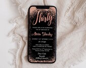 Thirty Rose Gold Black Invitation, Electronic Birthday Invitation, Text message, Digital iPhone Invitation, Smartphone Invite, Email Invite