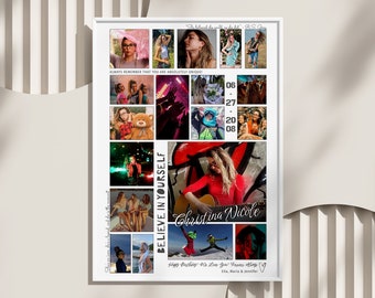 Personalized Picture Collage, Girls or Boys Photo Collage, Sweet Sixteen Birthday Poster, Bff Photo Collage Gift, PRINTABLE DIGITAL FILE!