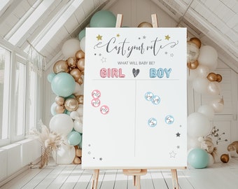 Cast your vote gender reveal sign, Guess the gender sign, Balloon boy or girl baby shower, Baby predictions, Twinkle little stars, 6 SIZES