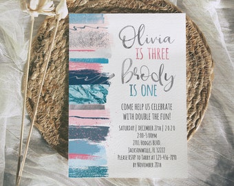 Siblings Birthday Invitation, Joint Birthday Invitation, Kids Birthday Invitation, Twins Birthday Invitation, Double Birthday Party Invite