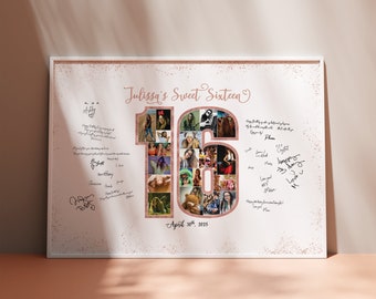 Sweet 16 guest book alternative, sweet sixteen photo guest book, sweet 16 party decorations, sweet 16 memento, welcome sign - DIGITAL FILE!