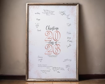 Graduation Sign In Board, Guest Book Alternative, Rose Gold Signature Sign, Welcome Poster, Grad Party Decor, Editable DIGITAL Download