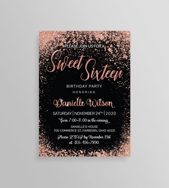 1-100 PACK 18th BIRTHDAY PARTY INVITATIONS Rose Gold Black Blue Silver Invites