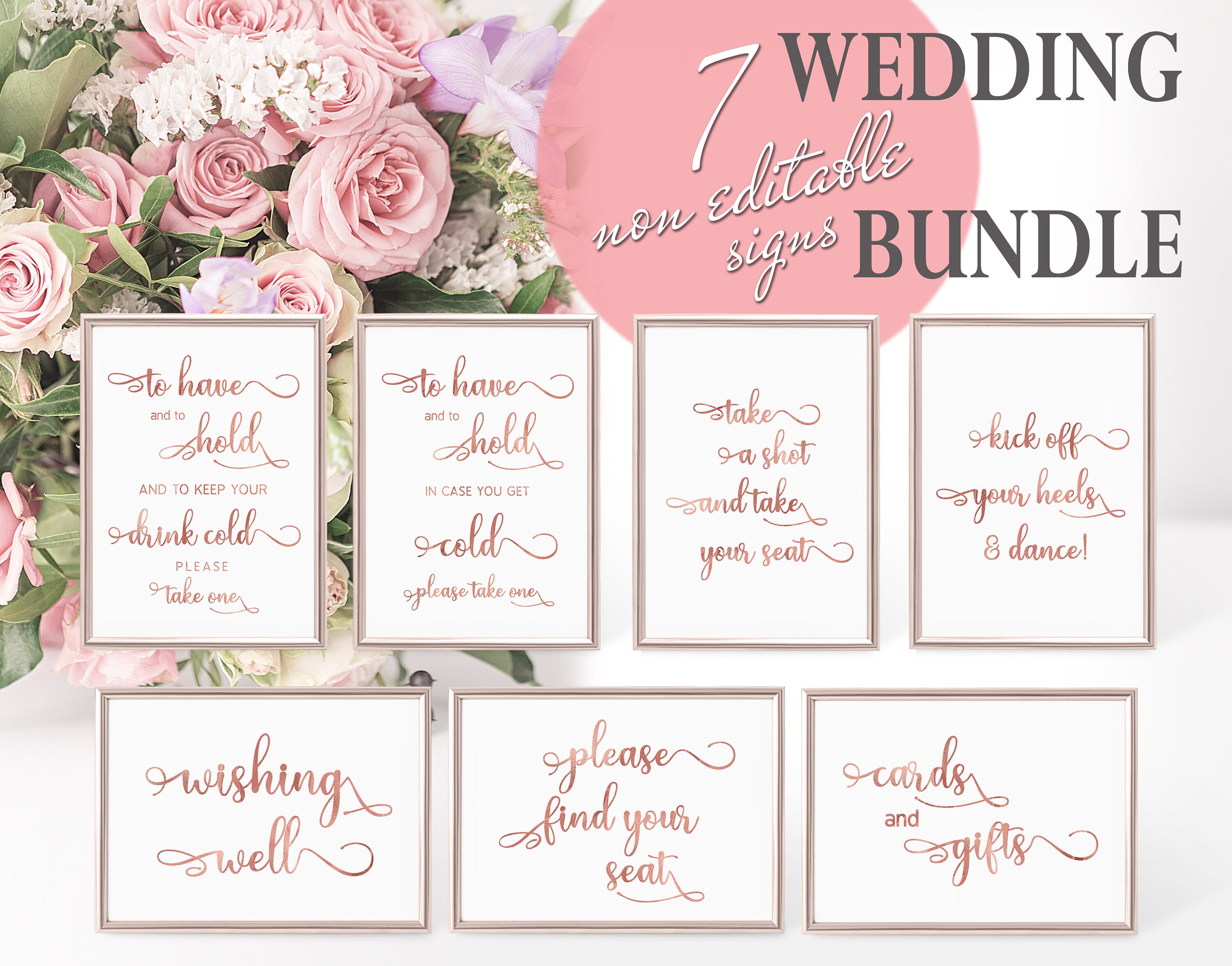 Rose Gold Wedding Signs Bundle Wedding Signs Set Printable | Etsy